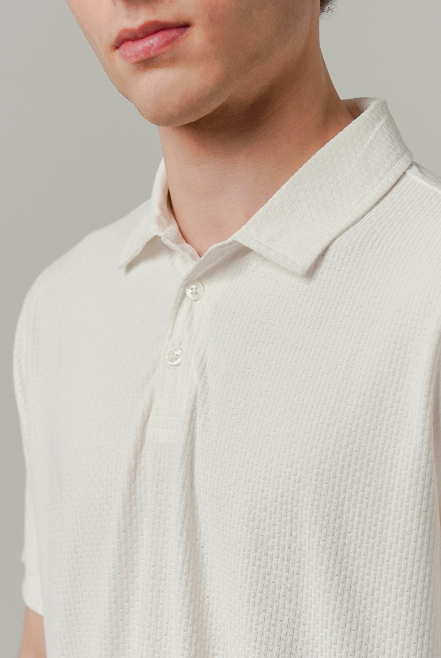 Textured Polo - Off-White-1-MENDEEZ