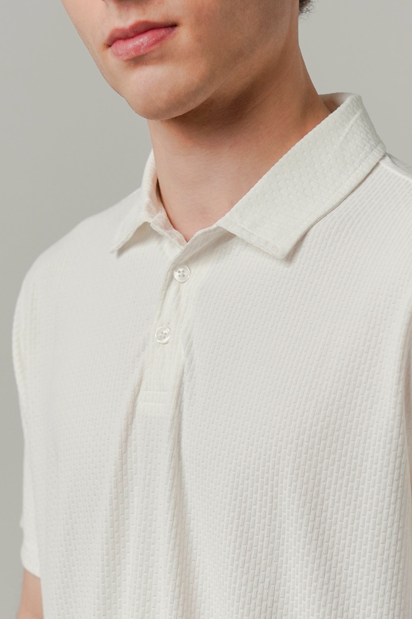 Textured Polo - Off-White-1-MENDEEZ