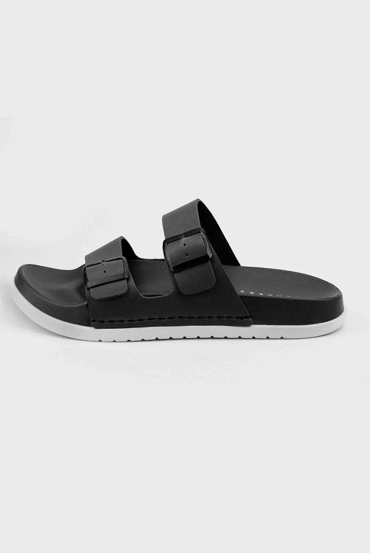 Faux Leather Slippers - Black - Mendeez