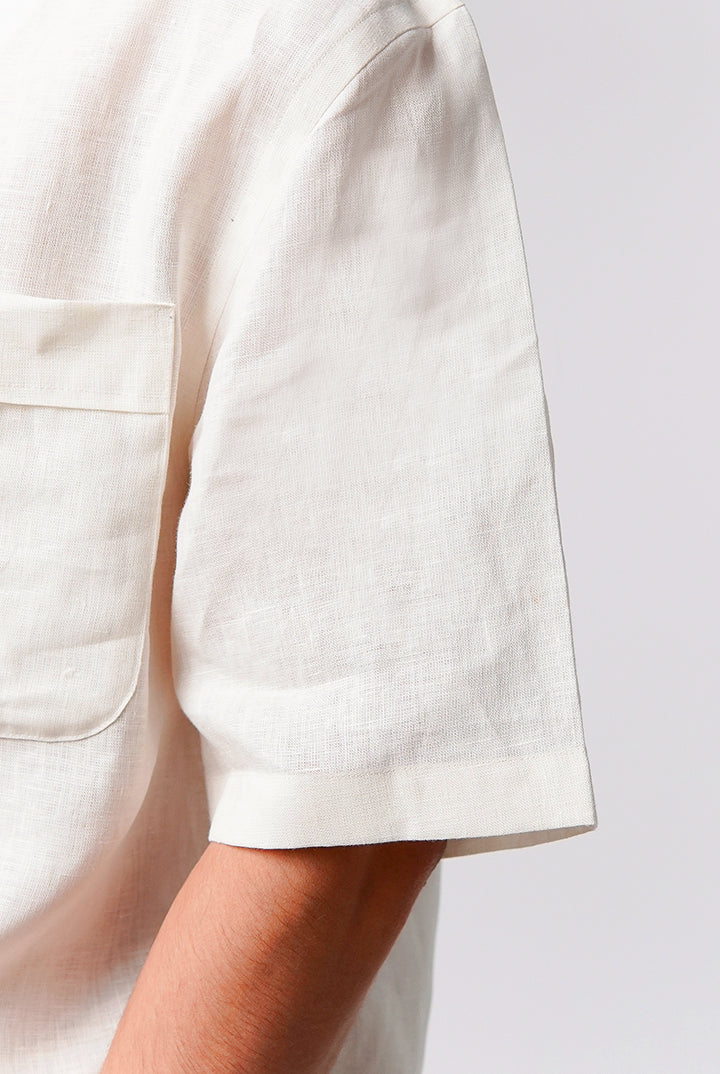 Box Fit Cuban Shirt - White - Mendeez