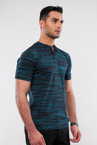 Printed Henley T-Shirt - Black - Mendeez
