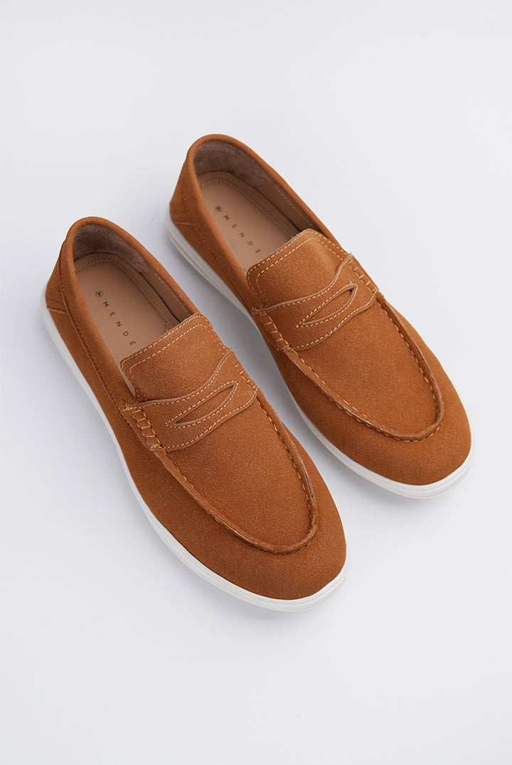 Slip On Suede Loafers - Brown - Mendeez