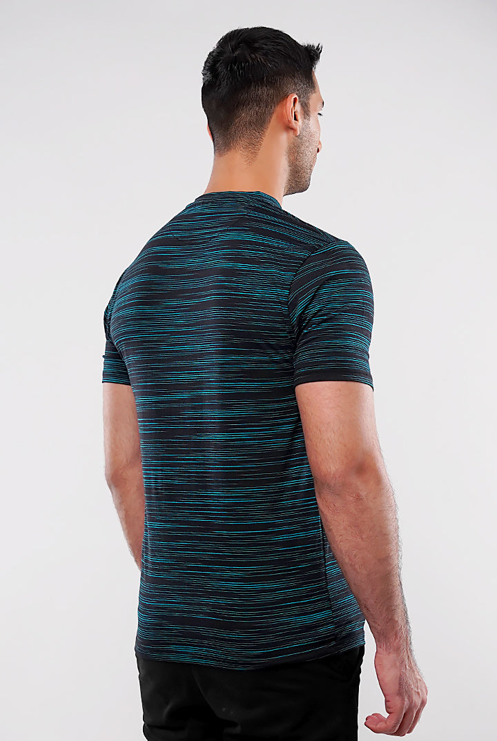 Printed Henley T-Shirt - Black - Mendeez