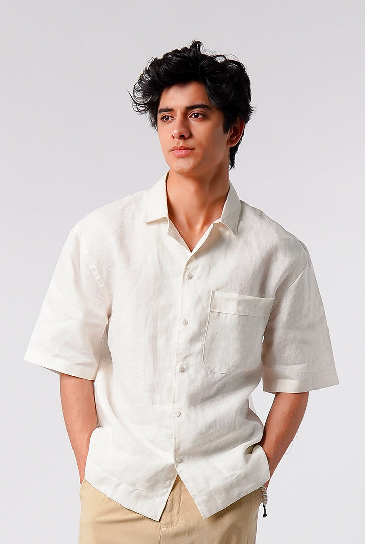 Box Fit Cuban Shirt - White - Mendeez