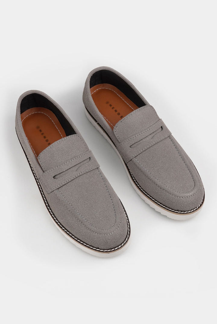 Slip On Suede Loafers - Grey - Mendeez