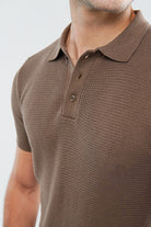 Knitted Polo Shirt - Brown - Mendeez