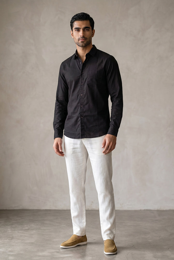 Linen Shirt - Black - Mendeez