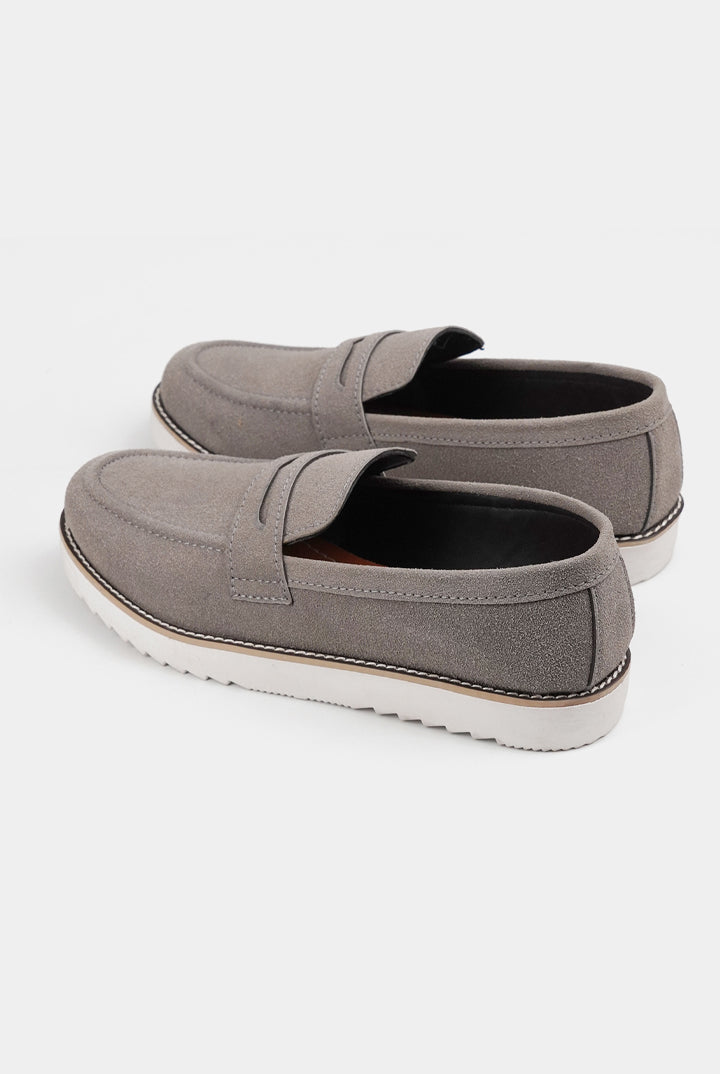 Slip On Suede Loafers - Grey - Mendeez