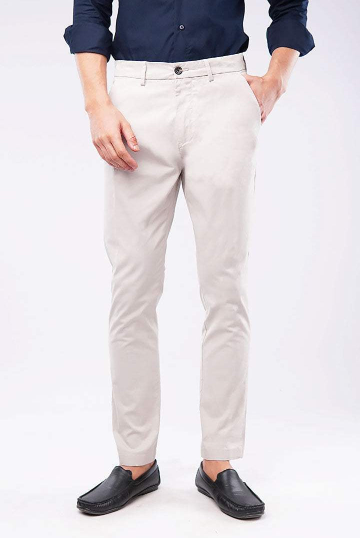 Slim Fit Chinos - Ash White - Mendeez