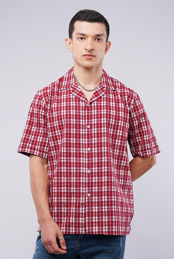 Checkered Cuban Shirt - Red & White - Mendeez