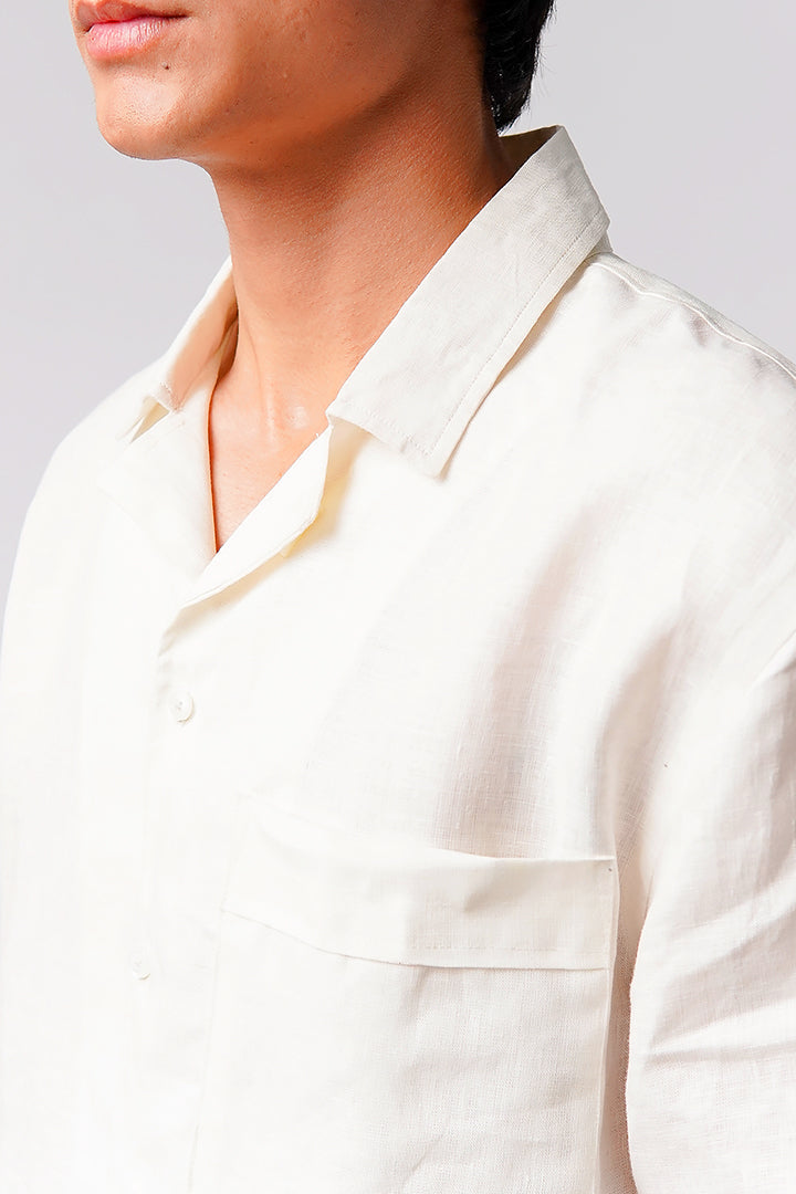 Box Fit Cuban Shirt - White - Mendeez