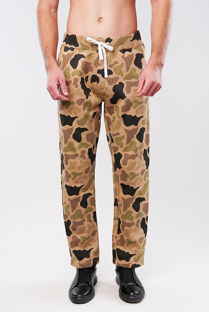 Camouflage Fleece Jogger Pants - Brown - Mendeez
