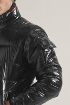 Glossy Puffer Jacket - Black - Mendeez