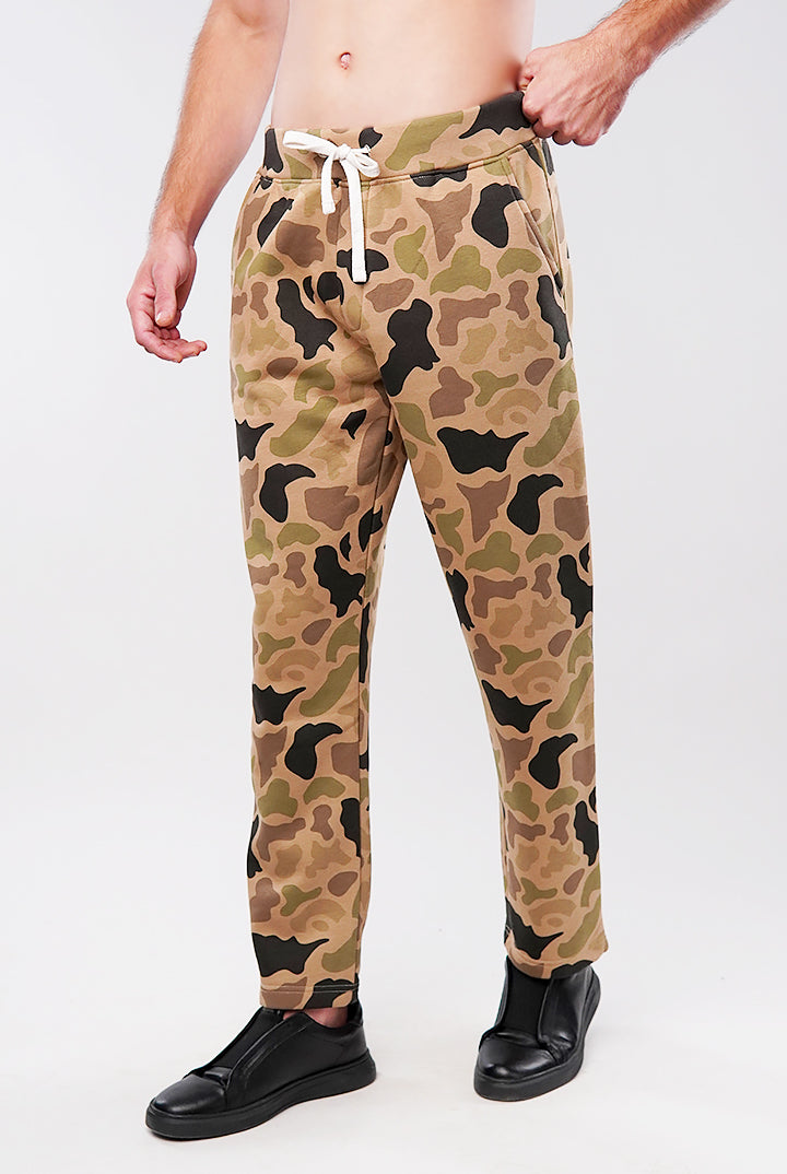 Camouflage Fleece Jogger Pants - Brown - Mendeez