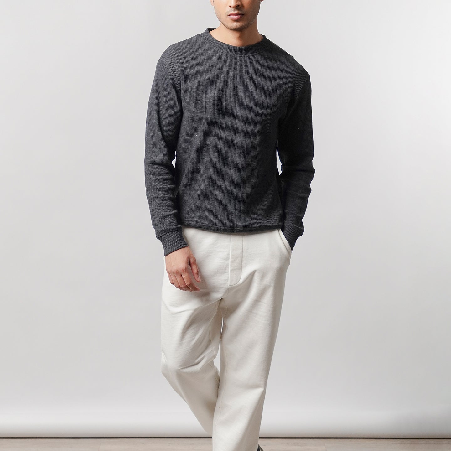 Mock Neck Sweatshirt - Charcoal Grey - Mendeez