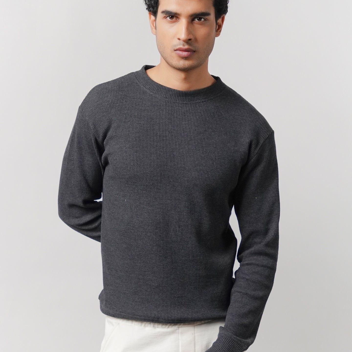 Mock Neck Sweatshirt - Charcoal Grey - Mendeez