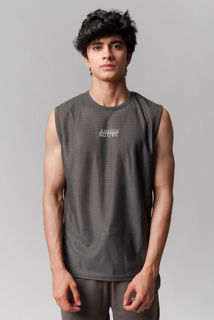 Mesh Tank Top - Grey - Mendeez