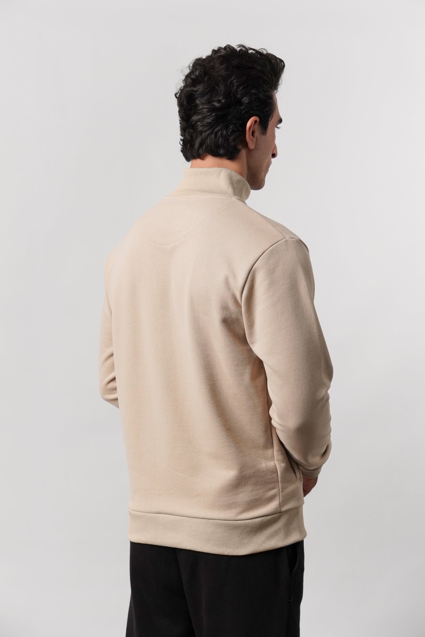 Stand-Up Collar Jacket - Beige - Mendeez
