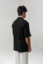 Knitted Cuban Shirt - Black - Mendeez