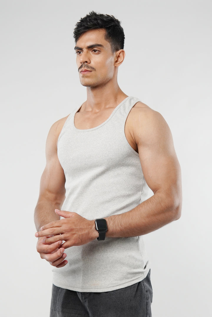 Ribbed Tank Top - Heather Grey - Mendeez