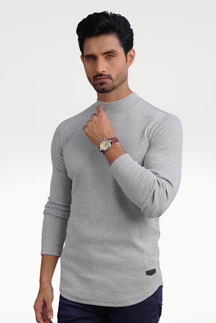 Misty Silver Mock Neck Sweatshirt - Mendeez PK