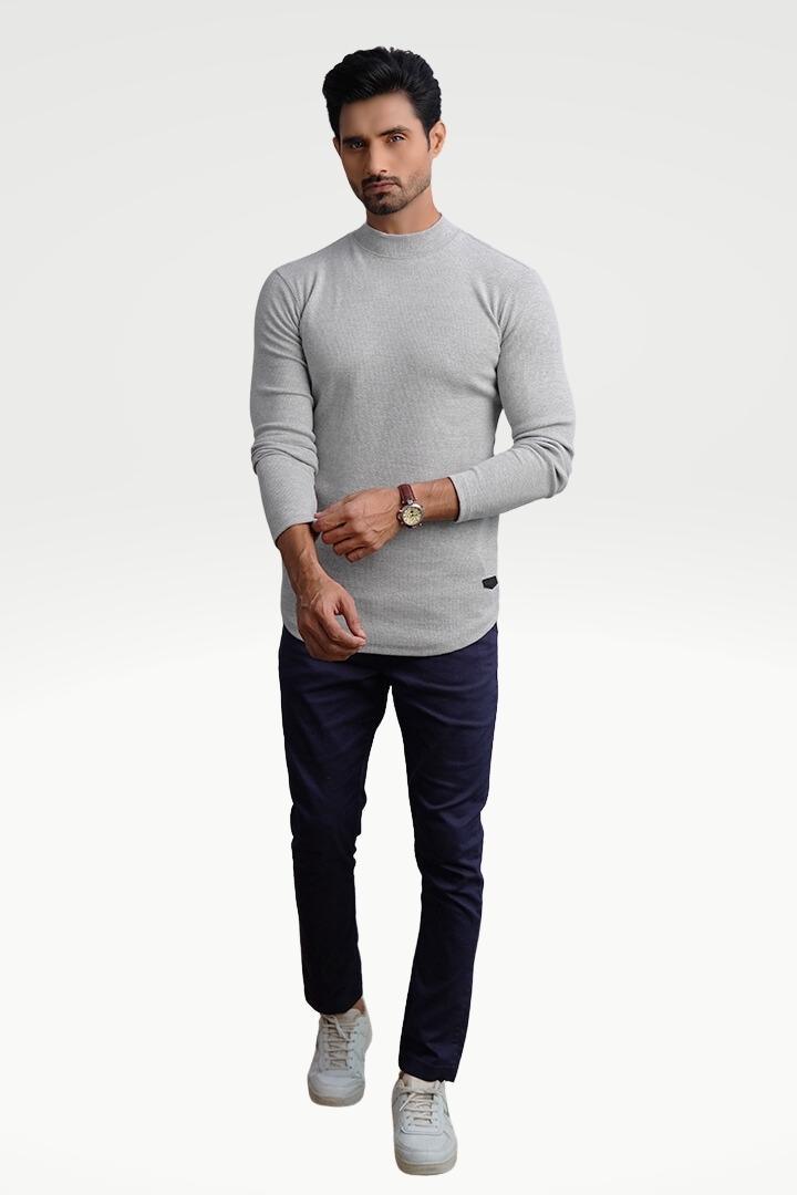 Misty Silver Mock Neck Sweatshirt - Mendeez PK