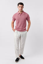 Knit Polo Shirt - Pink - Mendeez