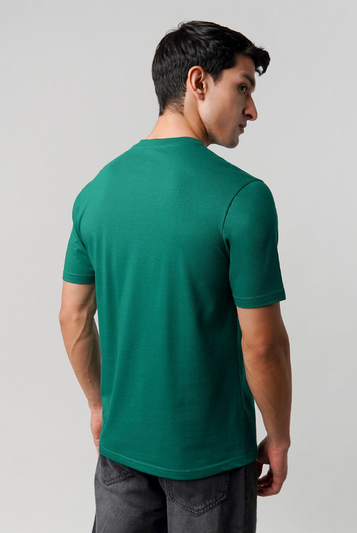 Regular Fit Henley T-Shirt - Green - Mendeez