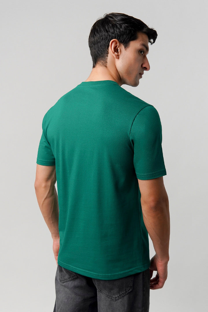 Regular Fit Henley T-Shirt - Green - Mendeez