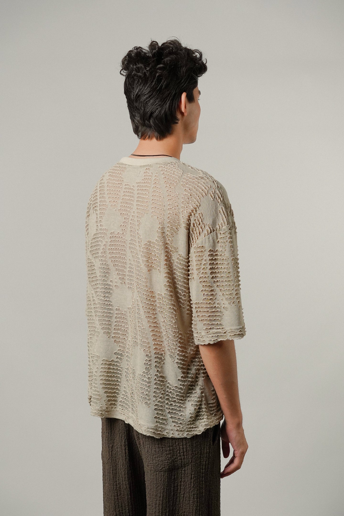 Oversized Mesh Tee - Taupe - Mendeez