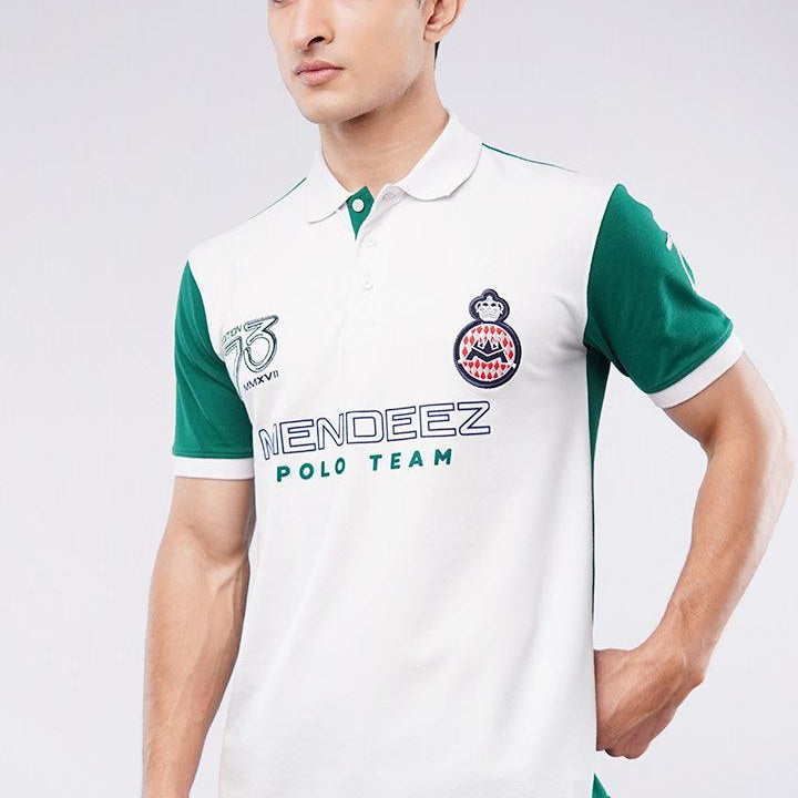 Sports Polo Shirt - White & Green - Mendeez