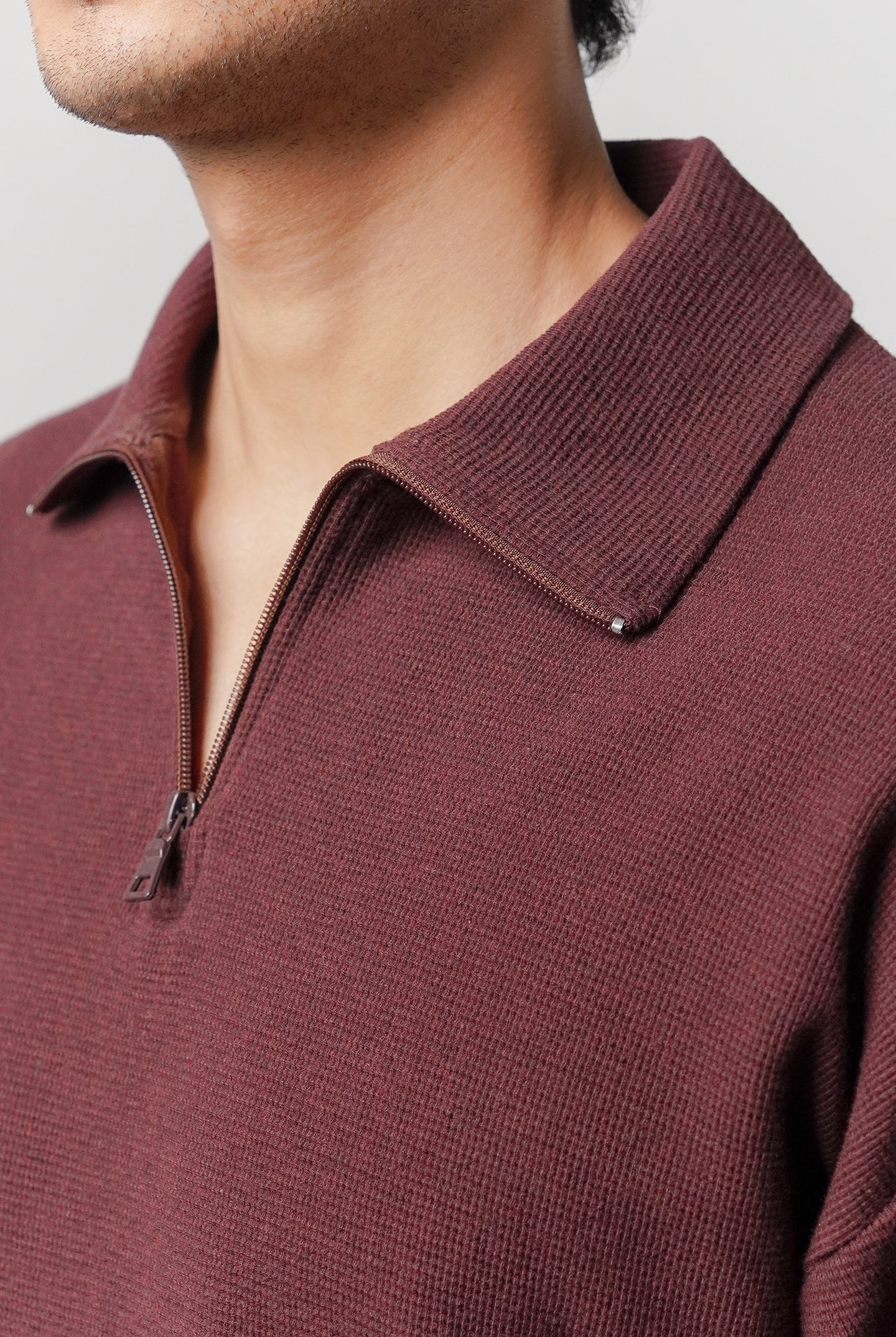 Quarter-Zip Sweatshirt - Maroon - Mendeez
