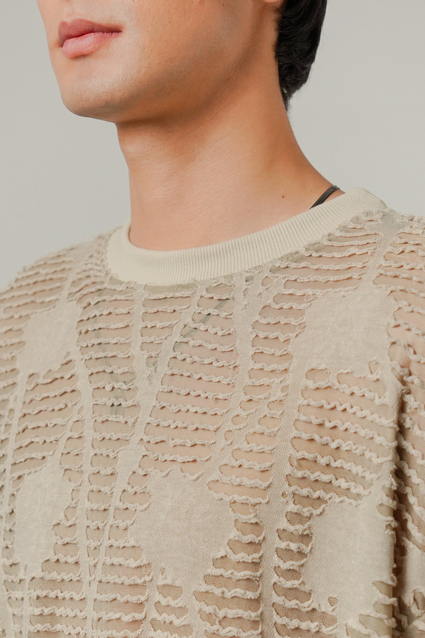 Oversized Mesh Tee - Taupe - Mendeez