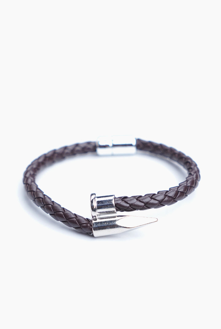 Brown Silver Nail Bracelet - Mendeez