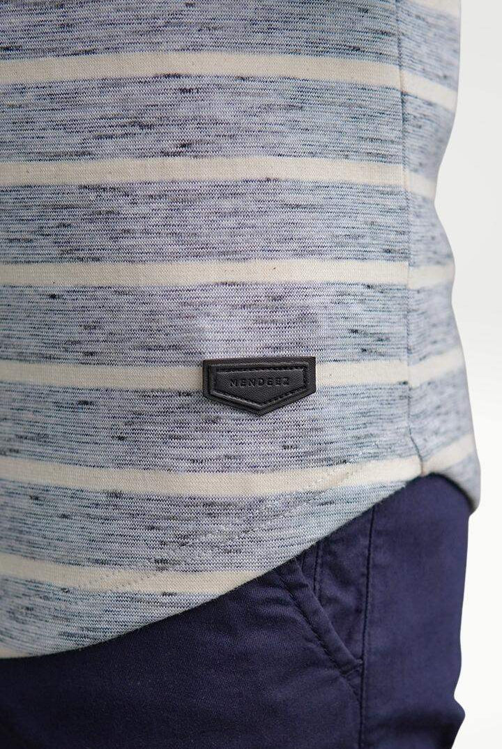 Misty Gray Mock Neck Striped Sweatshirt - Mendeez PK