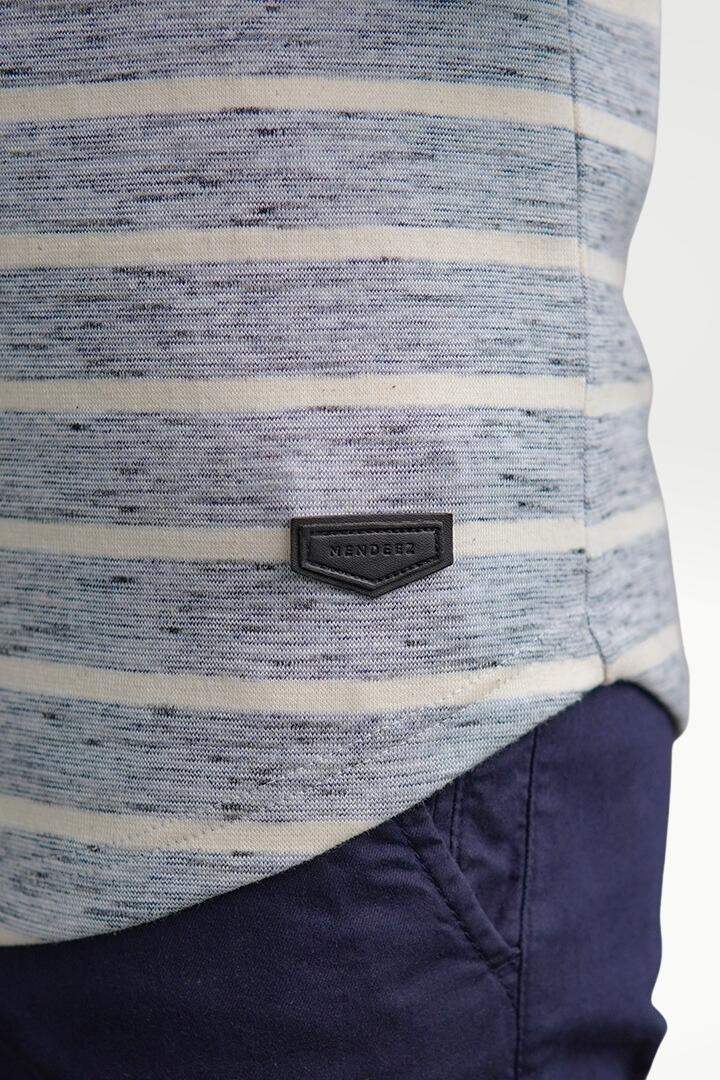 Misty Gray Mock Neck Striped Sweatshirt - Mendeez PK