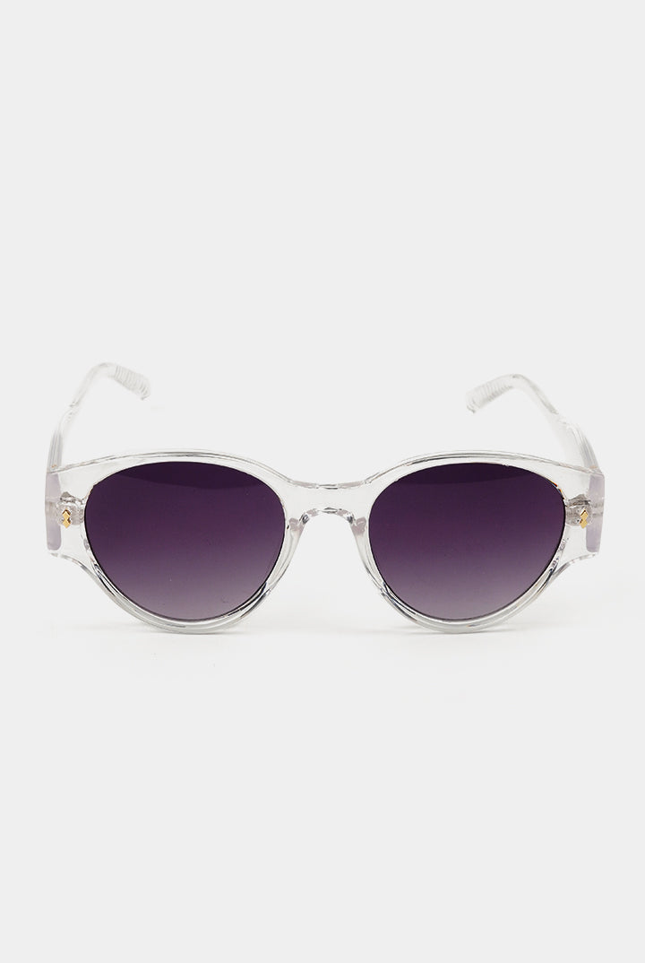 Transparent Round Sunglasses - Black - Mendeez