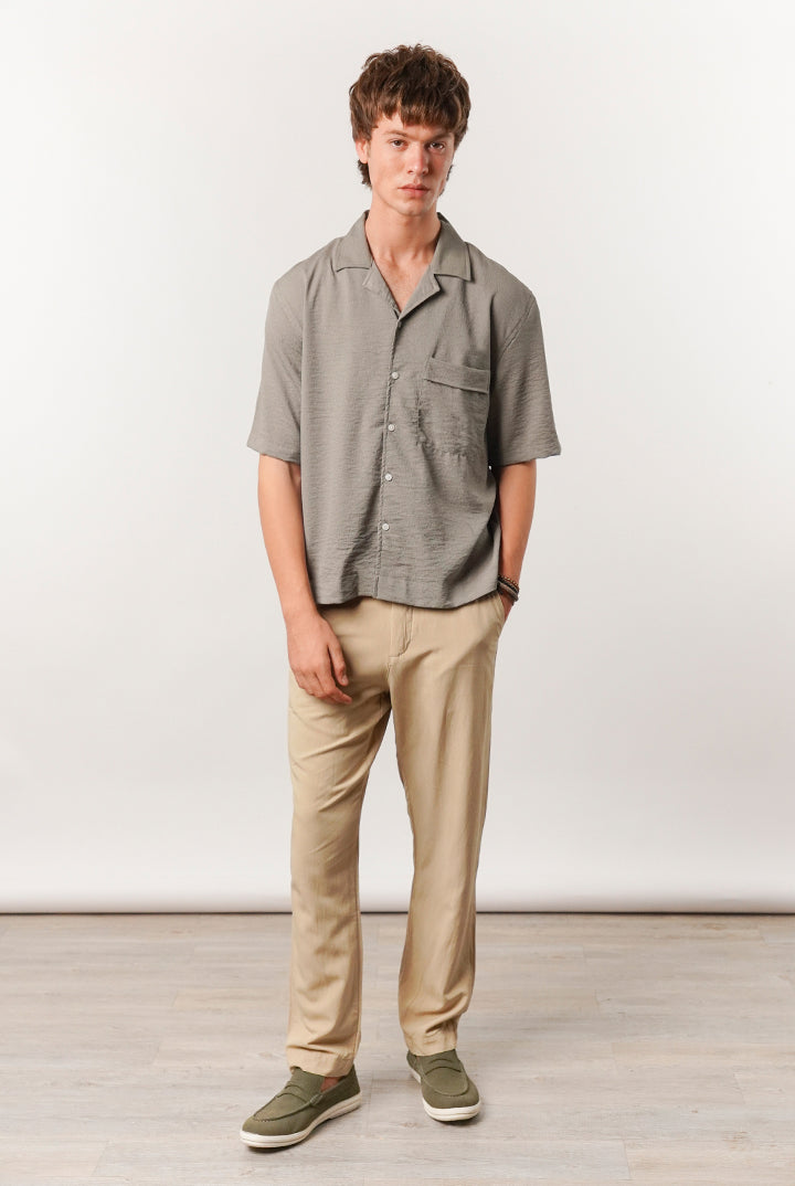 Box Fit Cuban Shirt - Moss Green - Mendeez