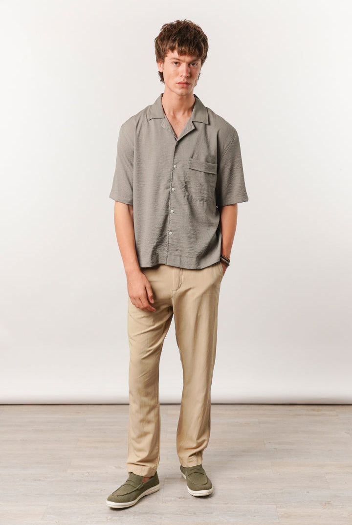 Box Fit Cuban Shirt - Moss Green - Mendeez