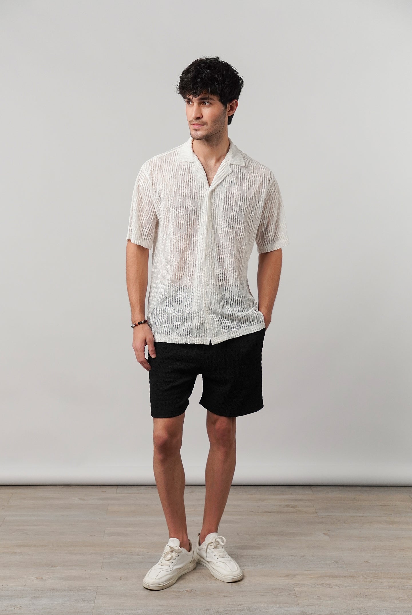 Knitted Cuban Shirt - Off-White - Mendeez
