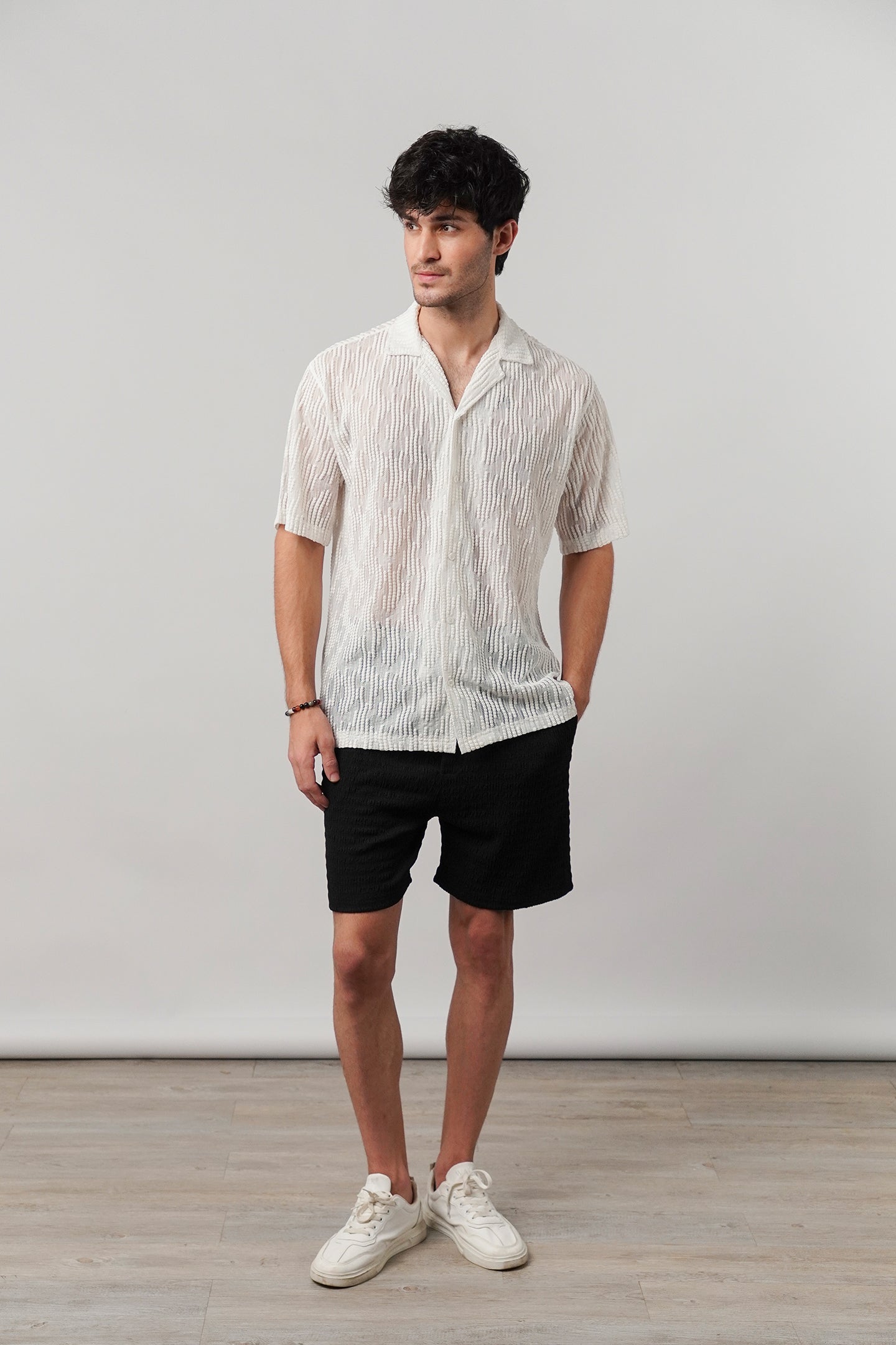 Knitted Cuban Shirt - Off-White - Mendeez