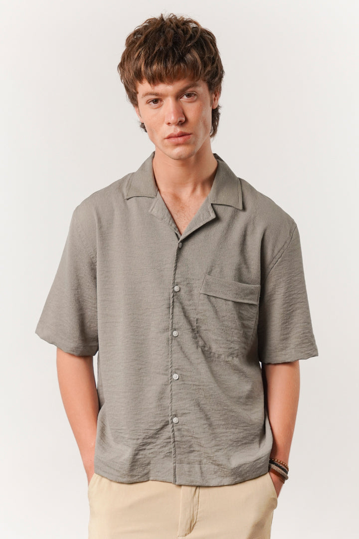 Box Fit Cuban Shirt - Moss Green - Mendeez