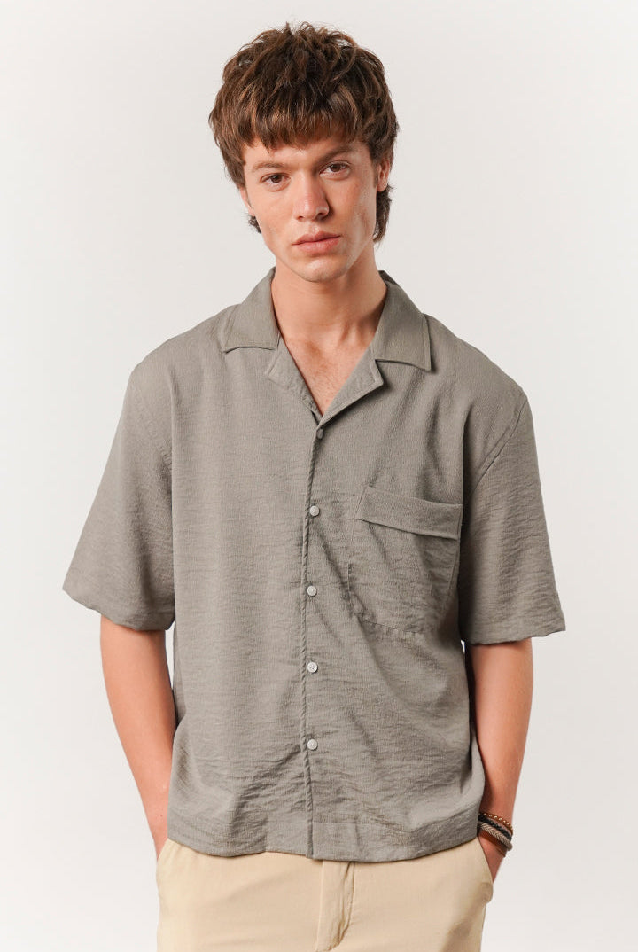 Box Fit Cuban Shirt - Moss Green - Mendeez