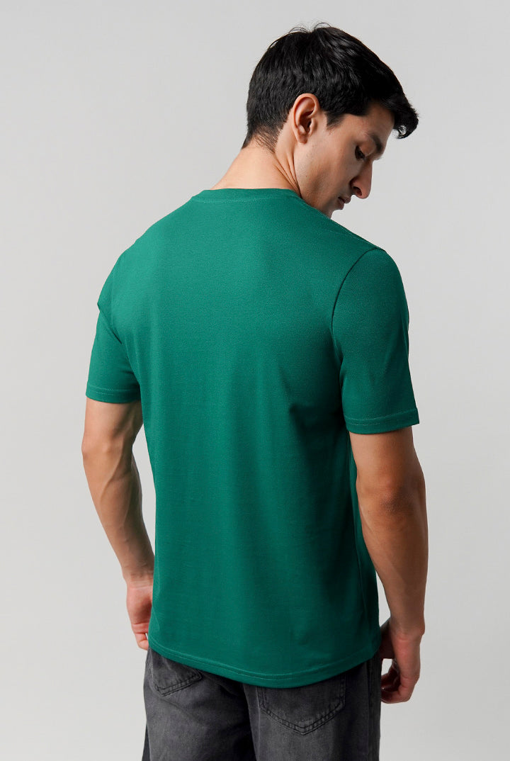 Regular Fit V-Neck T-Shirt - Green - Mendeez