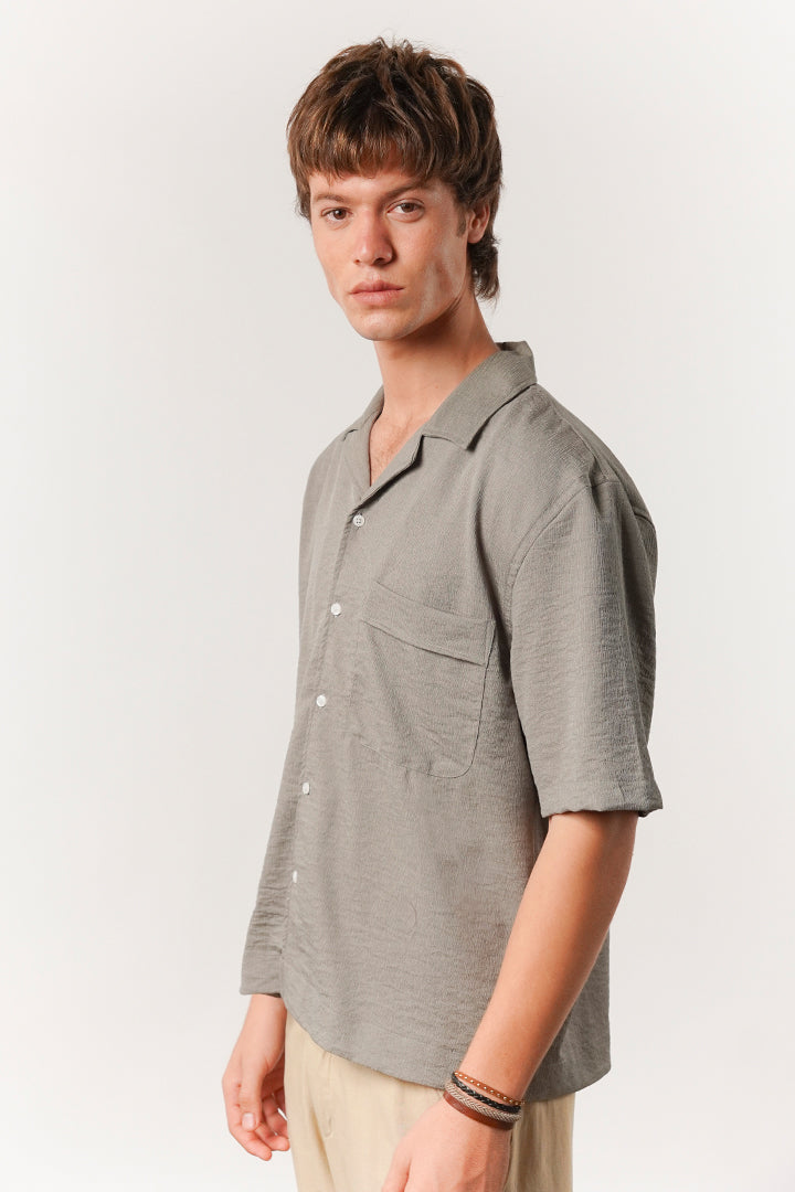 Box Fit Cuban Shirt - Moss Green - Mendeez