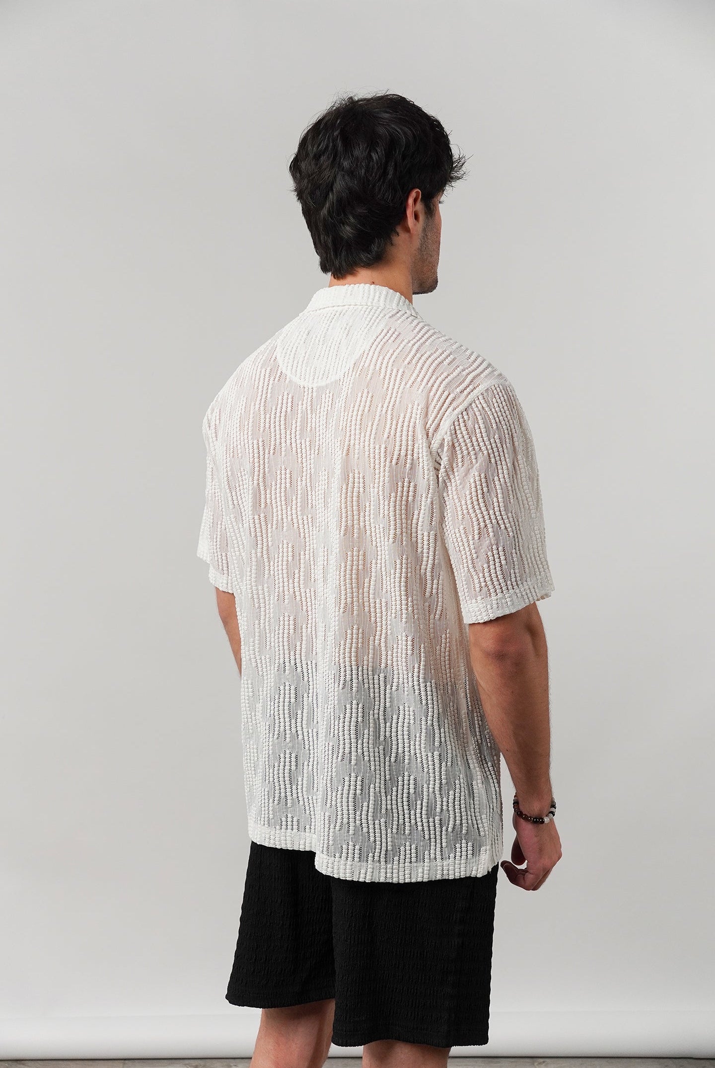 Knitted Cuban Shirt - Off-White - Mendeez