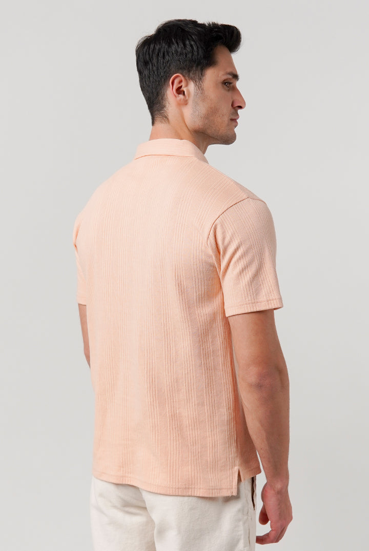 Drop Needle Polo Shirt - Peach - Mendeez