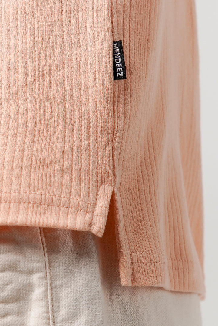 Drop Needle Polo Shirt - Peach - Mendeez