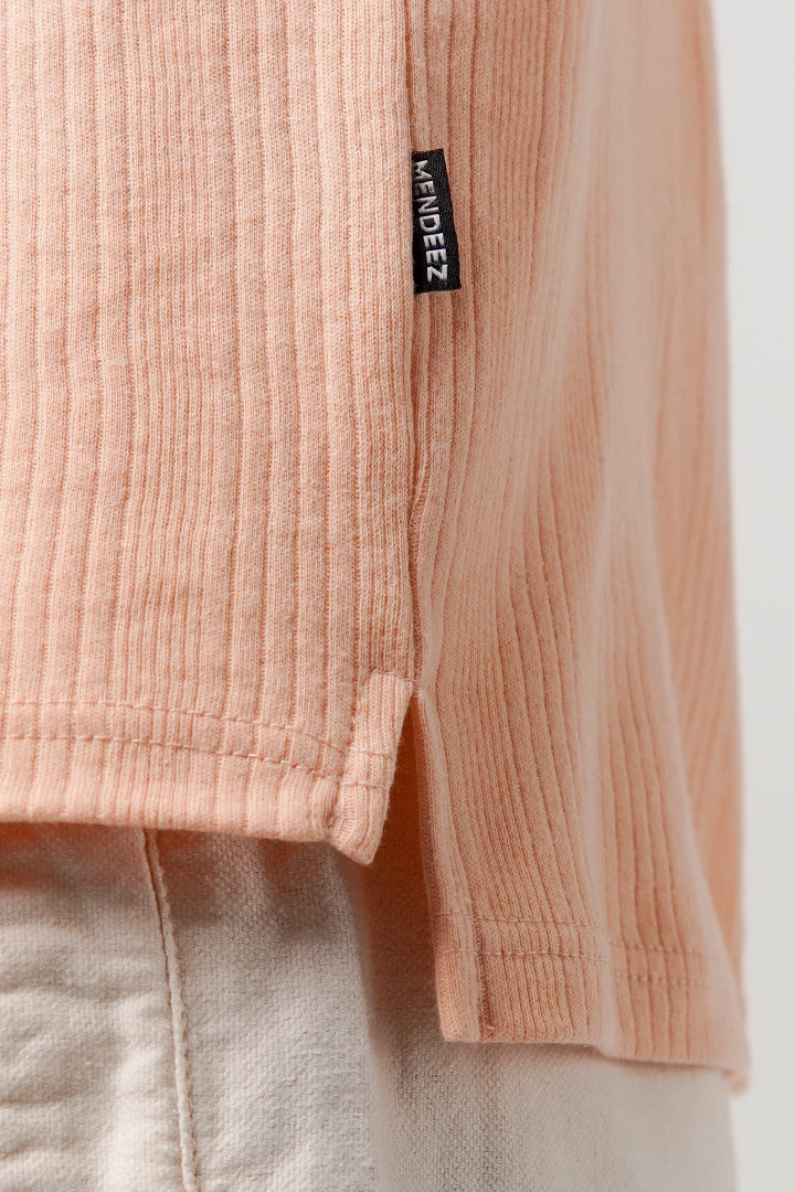 Drop Needle Polo Shirt - Peach - Mendeez