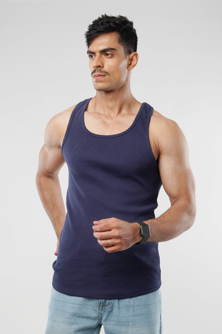 Ribbed Tank Top - Ocean Blue - Mendeez